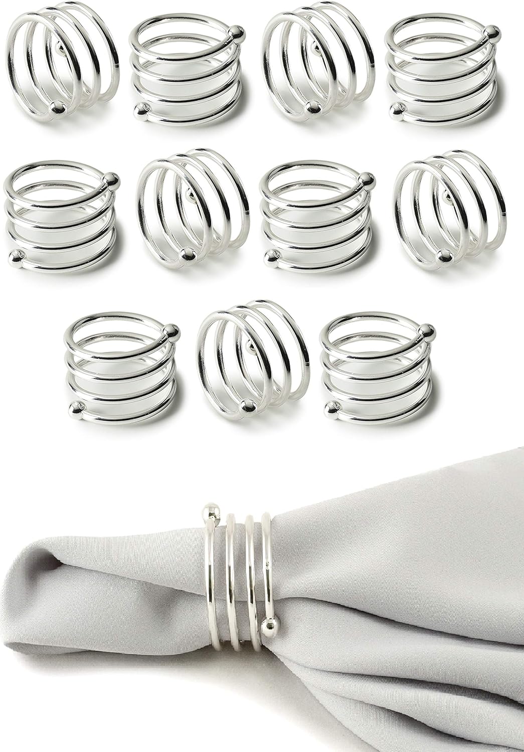 Napkin Rings set - Farmhouse Napkin Holder Rings Dinning Table Parties Family Gather - Holiday Napkin Rings Wedding Reception Christmas Thanksgiving - Metal Napkin Ring Cloth Napkins (Silver Infinity) : Home & Kitchen