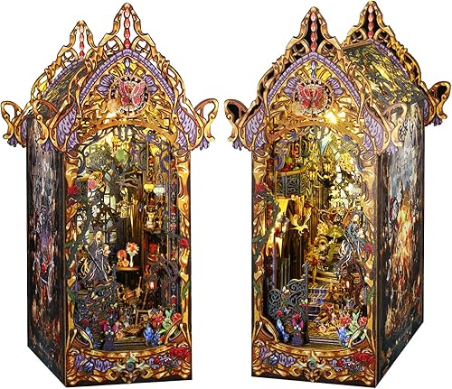 Miniatura 1 de Kit de rincón de libros de bricolaje, casa de muñecas en miniatura para adultos, rompecabezas de madera 3D, callejón de decoración, kit de modelo de