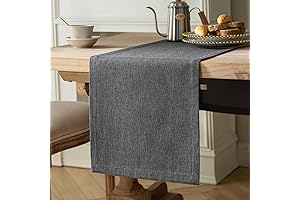 ZeeMart Burlap Style Farmhouse Dark Grey Table Runner 48 Inches