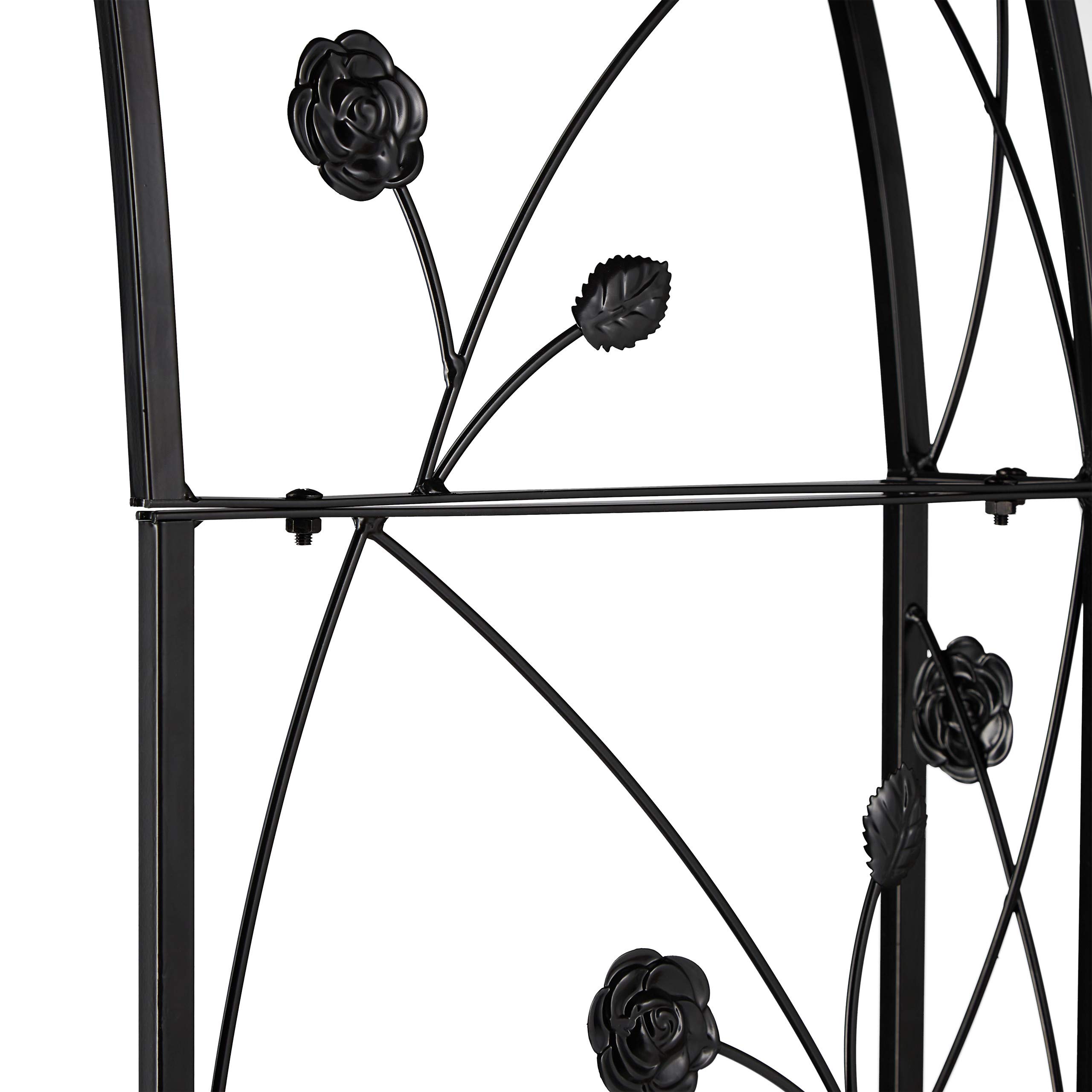 Relaxdays Rosenbogen halbrund, Wandmontage, verziert, für Kletterrosen, Eisen, Halbbogen HBT: 256 x 39 x 72 cm, schwarz