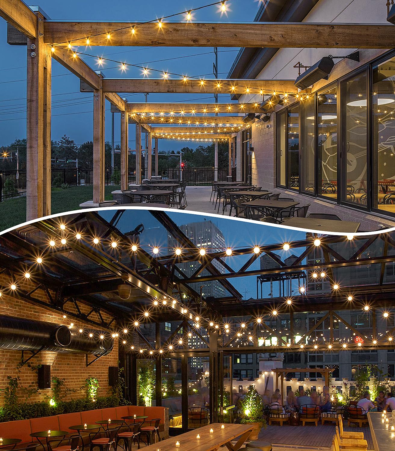 Guirnaldas Luces Exterior Jardin LED 20M 65ft G40 Bombillas LED Cadena de Luz Guirnaldas Luminosas Exteriores IP44 Impermeable Outdoor Girnaldas Garden para Patio Fiesta Terraza