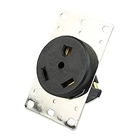 Vista 5 de RV 30 amperios, 125 voltios, NEMA Tt-30R, 2P, receptáculo de alimentación de 3 W, cuchilla recta, grado industrial, conexión a tierra, cable