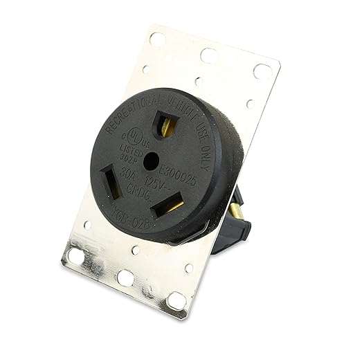 Miniatura 5 de RV 30 amperios, 125 voltios, NEMA Tt-30R, 2P, receptáculo de alimentación de 3 W, cuchilla recta, grado industrial, conexión a tierra, cable