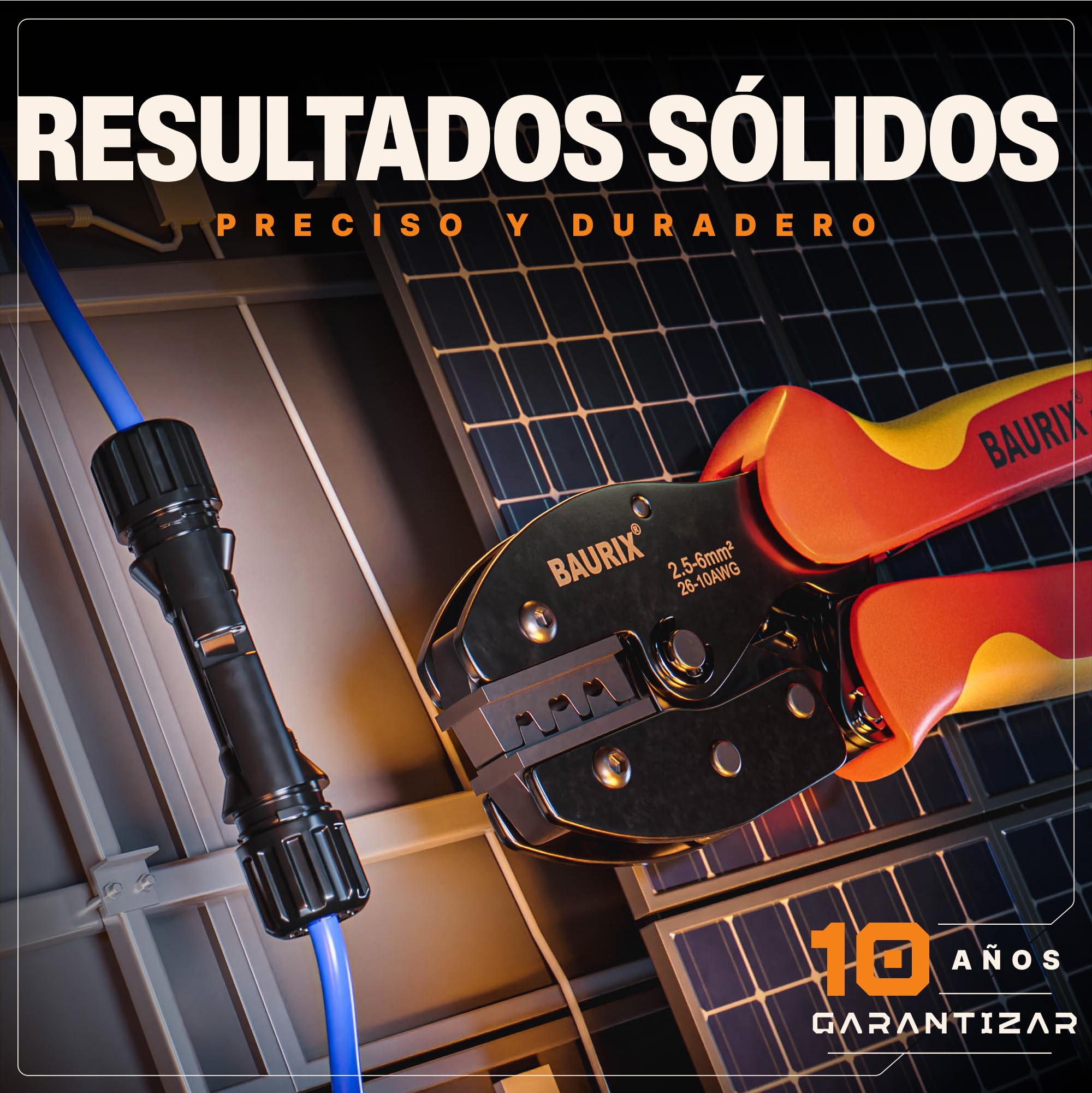 BAURIX Tenaza Crimpadora MC4 2,5-6mm² para Cables PV Conectores Solares