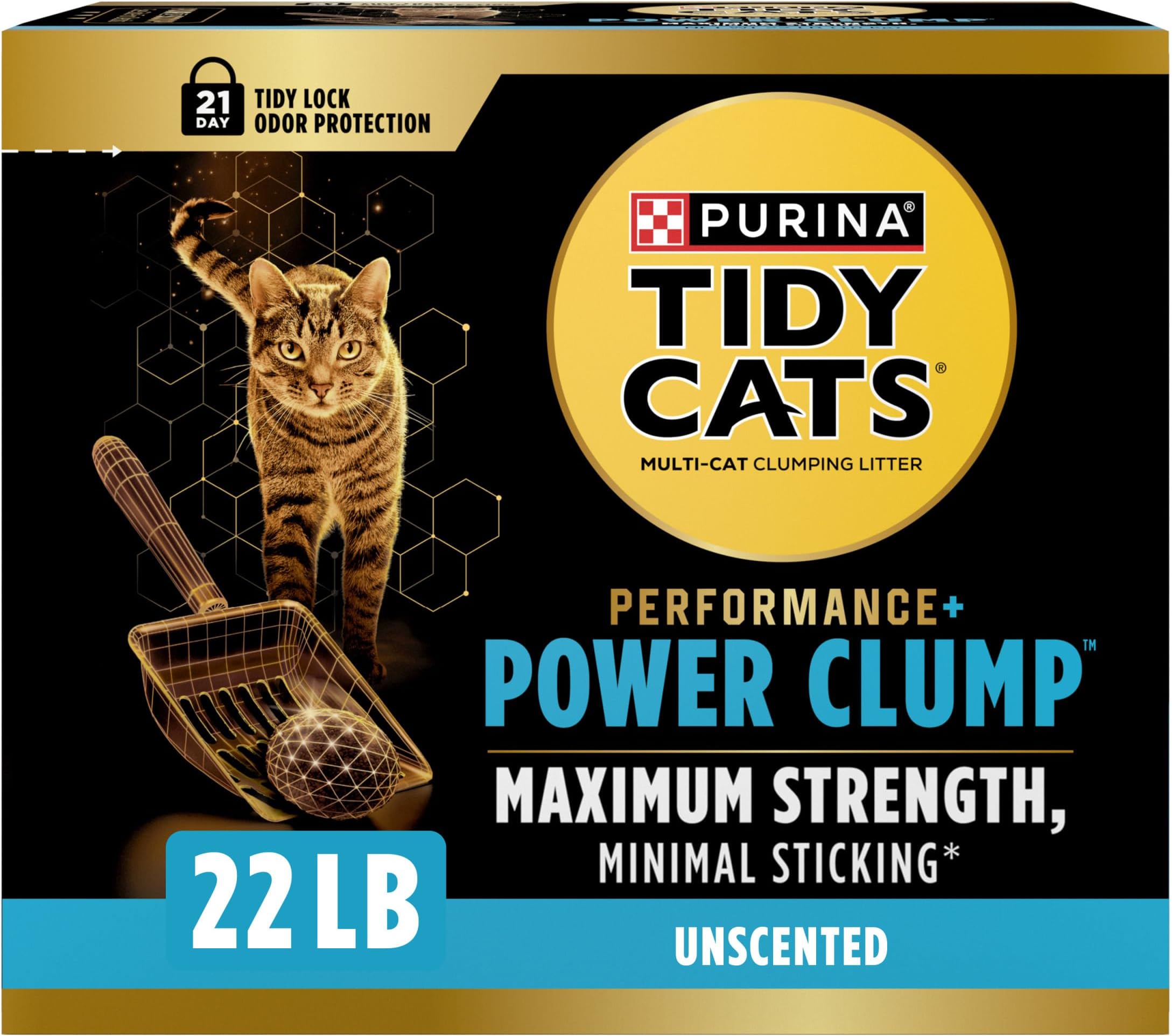 Purina Tidy Cats Performance Plus Power Clump Unscented Multi Cat Clumping Cat Litter - 22 lb. Box