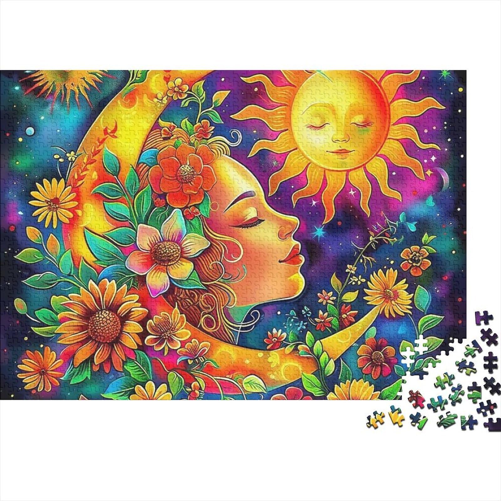 Rompecabezas de galaxia de 1000 piezas para adultos juego educativo de sol y luna mar y montaña 8