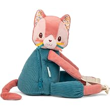 Lilliputiens Jeanne Soft Toddler Cat-Shaped Backpack For Daycare Ages 12 Months And Older Pink Polyester Cotton