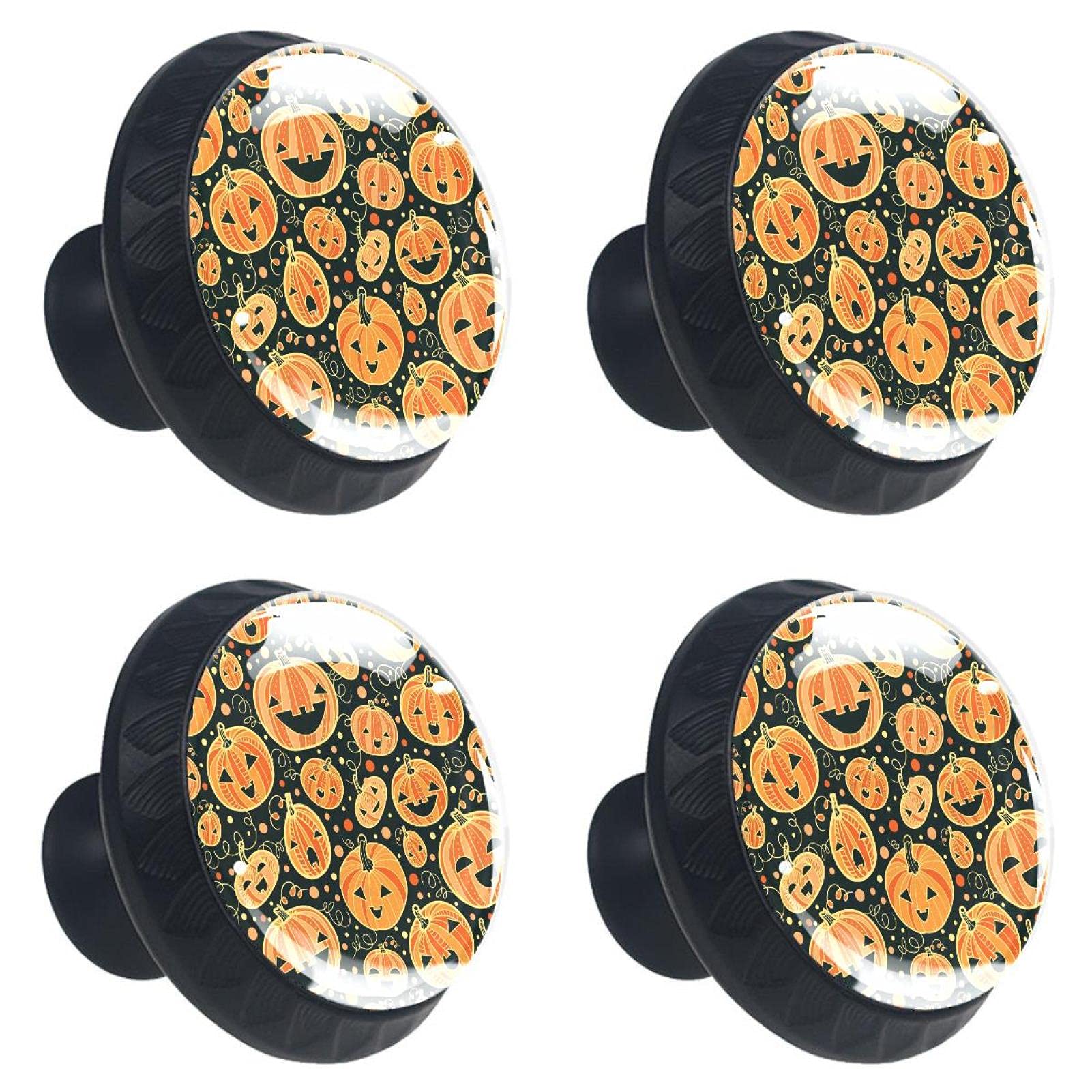Boutons de tiroir noirs lot de 4 poignées citrouille orange pour placard