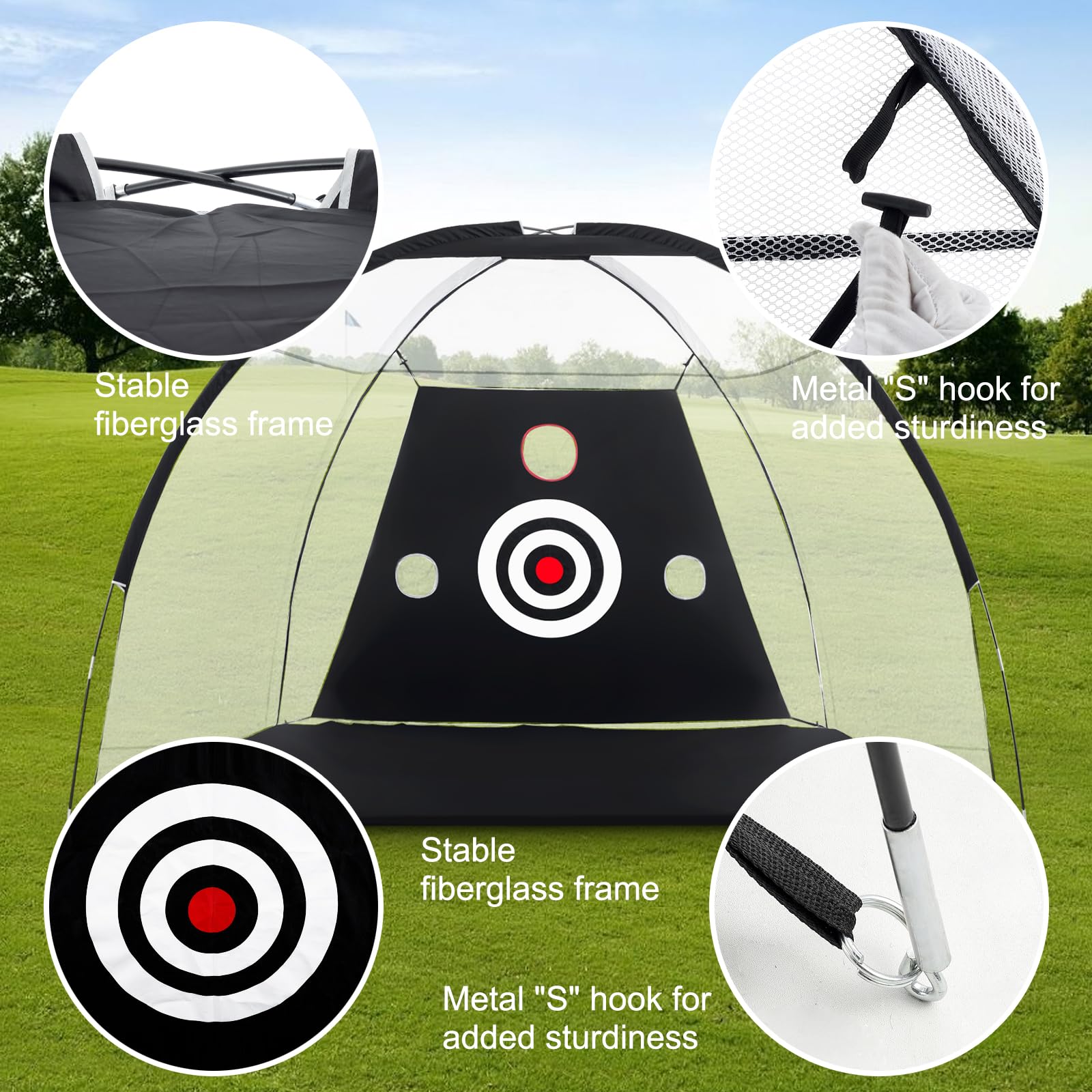 TTCB Sports Golf Practice Net 10x7ft for Garden, Golf Hitting Net for Backyard Driving, Chipping Nets and Mat Indoor/Outdoor - GolfNet Simulator for Home, Gift for Men/Dad