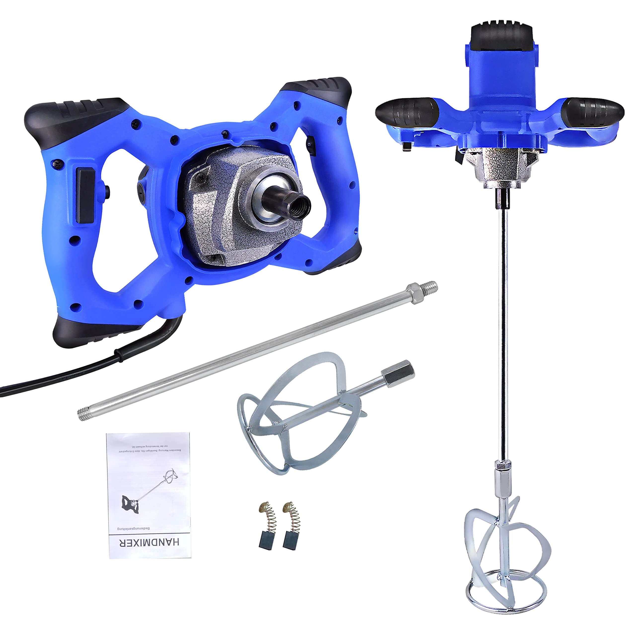 Miscelatore Elettrico 550W, 6 Velocità Variabile, 1700 giri/min, Attacco M14 Frusta Malta, Miscelatore per Calcestruzzo, Betoniera Elettrica Portatile Agitatore Elettrico per Mangime, Gesso, Cemento