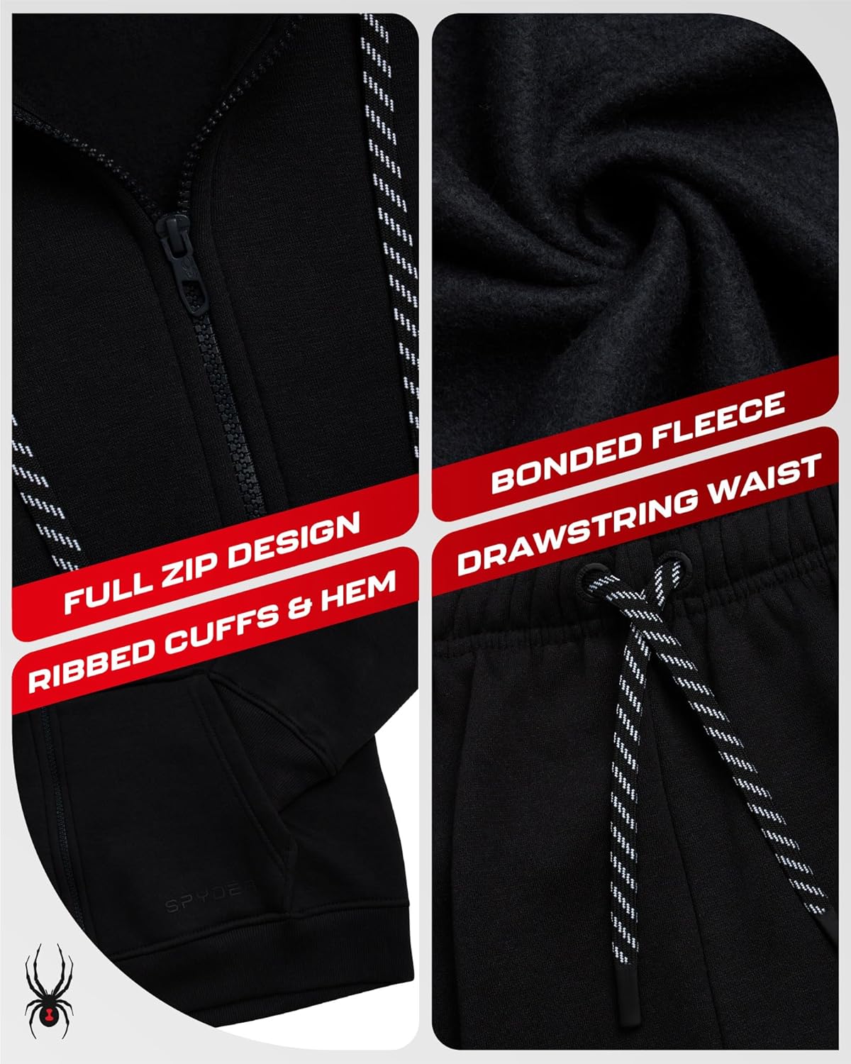 Spyder Mens Tracksuit - 2 Piece Sweatsuit for Men with Zip Up Hoodie & Jogger Sweatpants, Track Suit for Jogging or Warm Up - Image 5