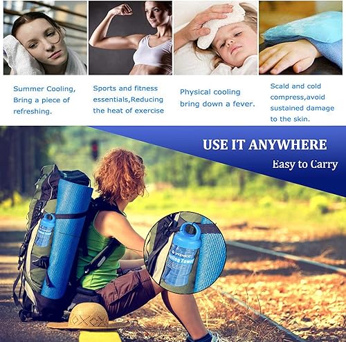 Miniatura 6 de YQXCC Paquete de 2 toallas de enfriamiento (47 x 12 pulgadas) toalla de hielo para cuello, toalla suave y transpirable, toalla fresca de microfibra