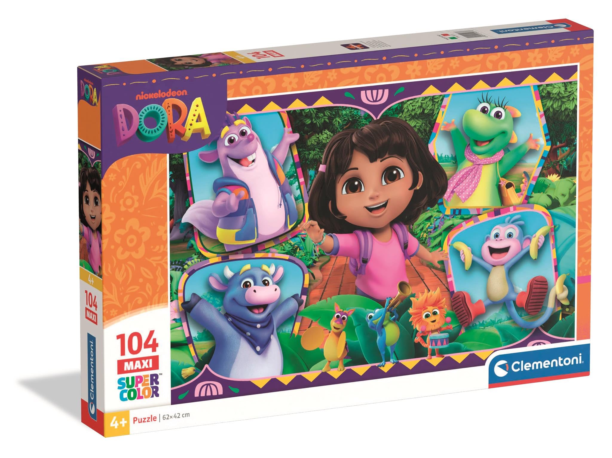 Clementoni Puzzle 104 pieces MAXI, Dora the Explorer, Puzzle for Kids 6+ Years, Made in Italy, 25077