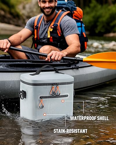 Miniatura 5 de Bolsa térmica de lados suaves, caja de hielo portátil para 71630 latas, impermeable, a prueba de fugas, enfriador aislado para almuerzo, playa,