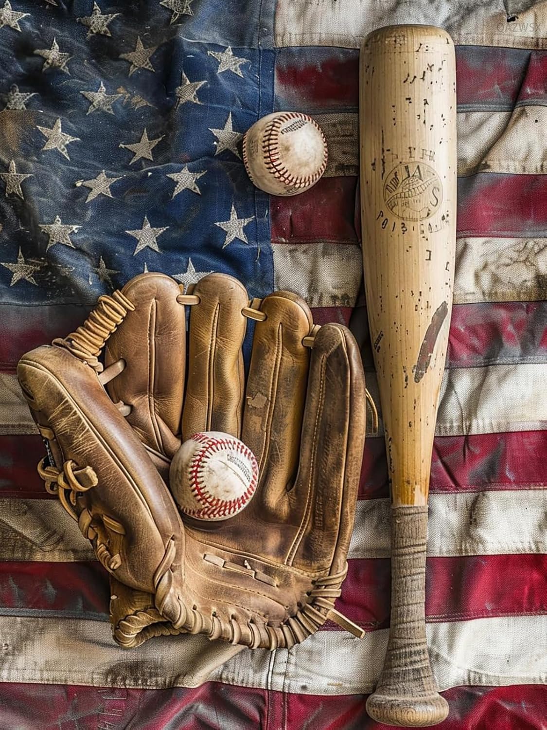 QAZWSX American Flag Baseball Diamond Painting Kits for Adults, DIY 5D Diamond Art Full Drill for Adult, for Beginner Home Wall Decor Gift 12x16 Inch