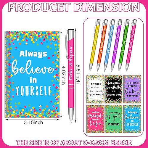 Miniatura 67 de Geyee 24 mini bolígrafos motivacionales, blocs de notas inspiradores, regalos de agradecimiento a granel, diarios pequeños, juego de bolígrafos