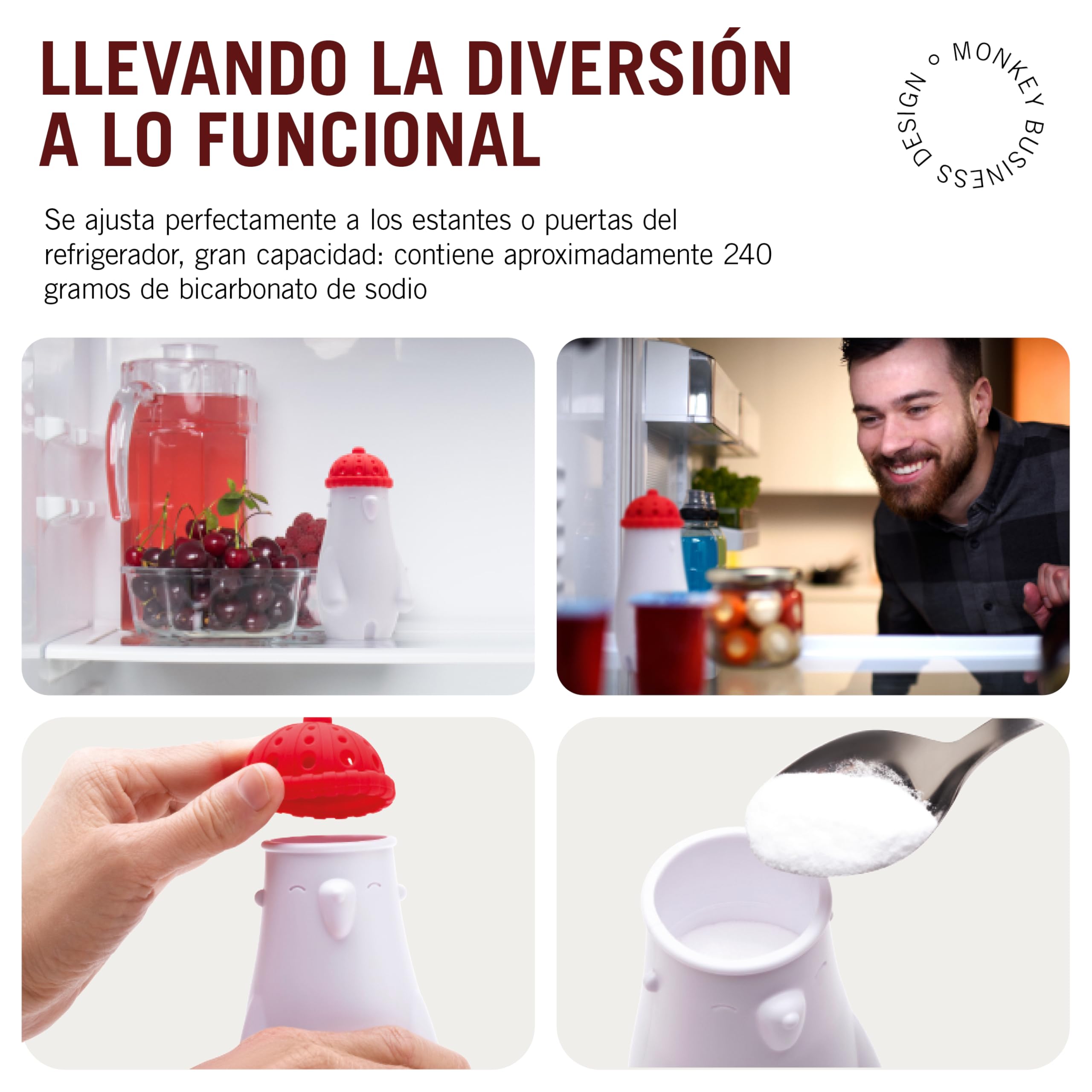 Monkey Business Fill Phil - Desodorante para nevera con bicarbonato de sodio, ideal para regalo
