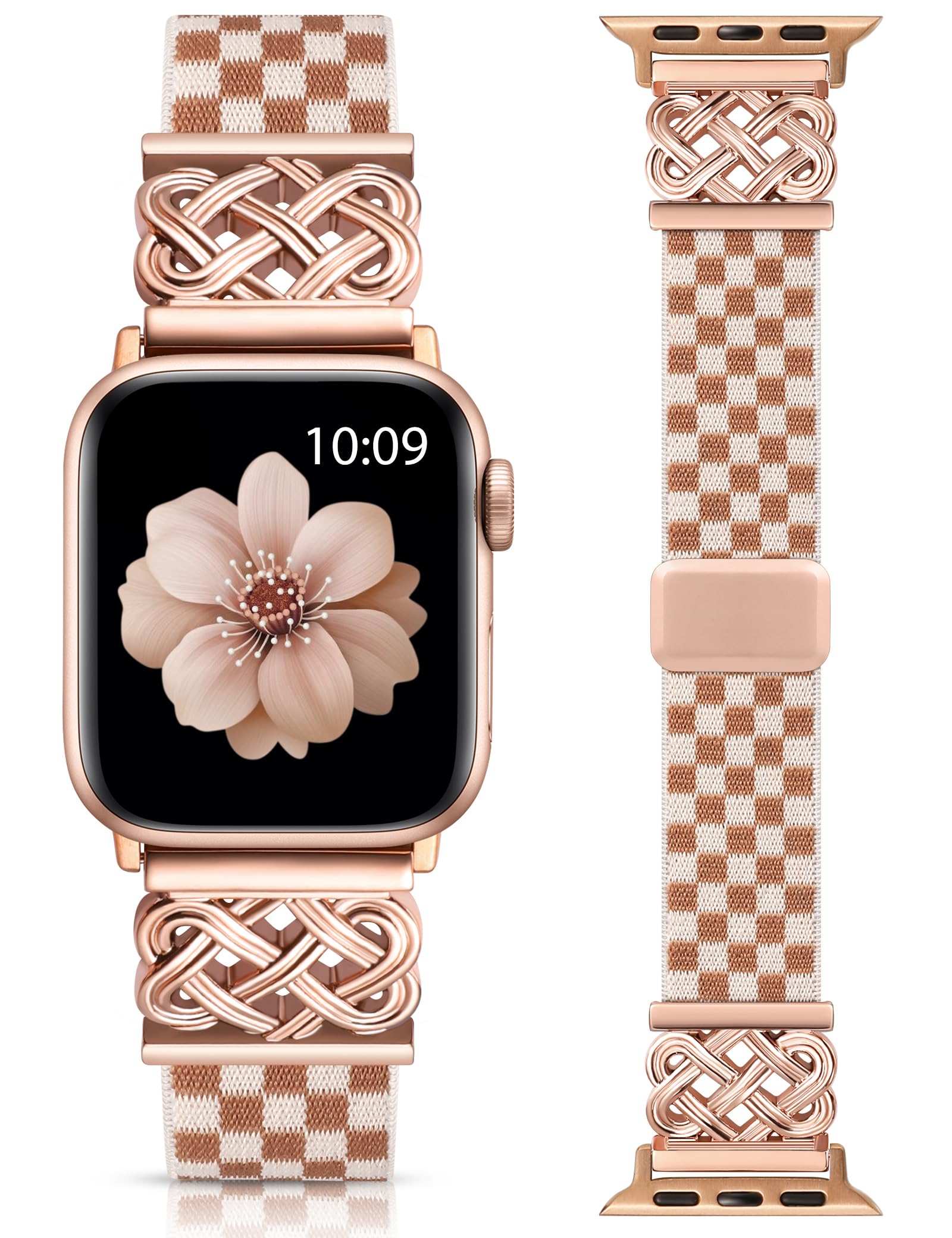 Minyee Magnetic Stretchy Band Compatible with Apple Watch Bands 38/40/41/42/44/45/46/49mm Women Men, Celtic Knot Soft Elastic Nylon Fabric Strap for iWatch Series 11 10 9 8 7 6 5 4 SE/Ultra 3 2 1 — view 10
