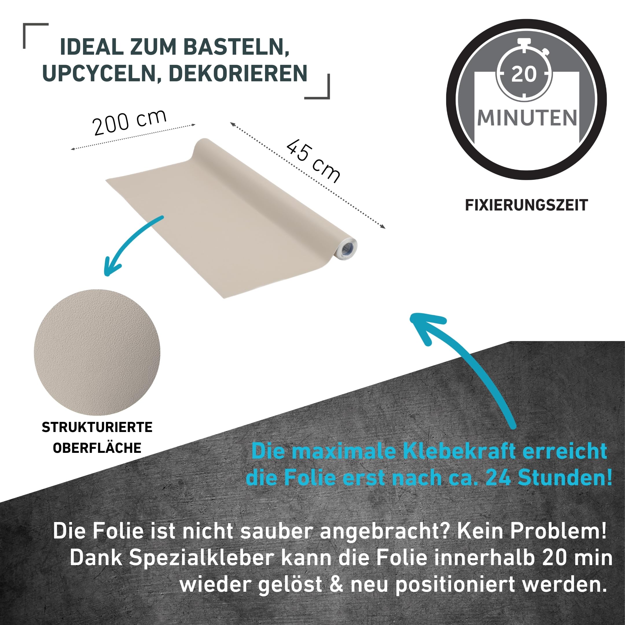 Venilia Klebefolie Uni Matt Taupe – Bild 2