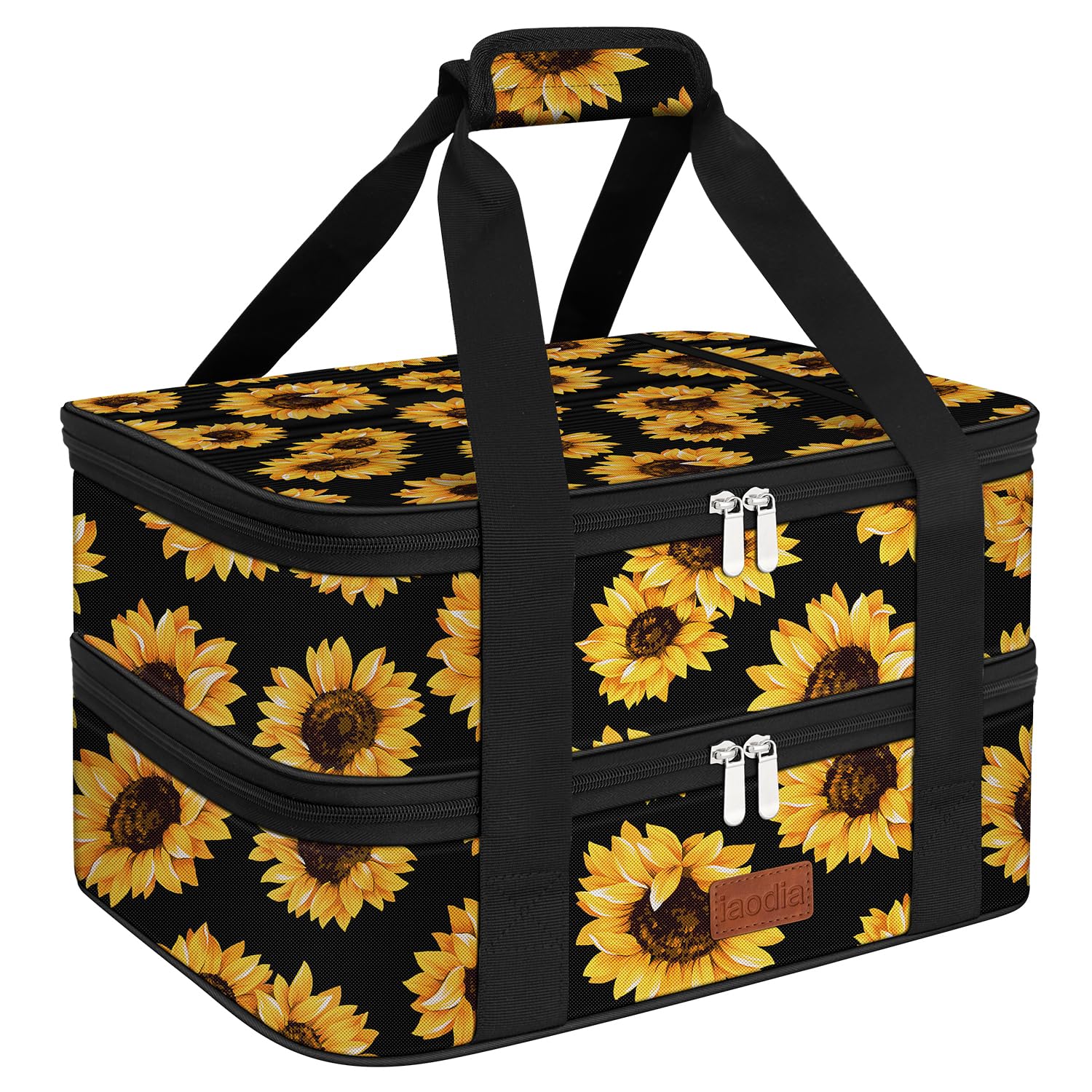 Bolsa de transporte de doble cacerola, bolsa de transporte térmica expandible para alimentos fríos o calientes para picnic, cocinas, fiestas de comida, se adapta a bandeja de hornear de 9 x 13