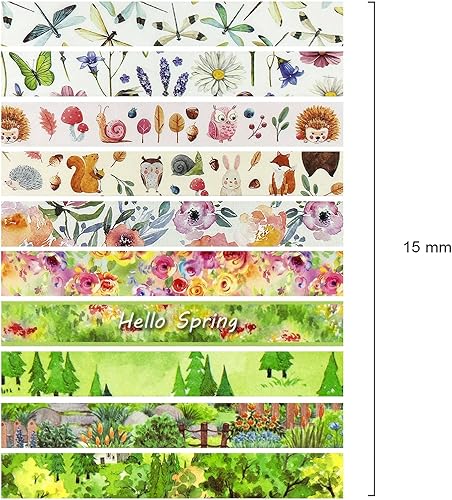 Miniatura 2 de allydrew Cinta decorativa Washi para álbumes de recortes, papelería, diario, fabricación de tarjetas (10 rollos), Hello Spring