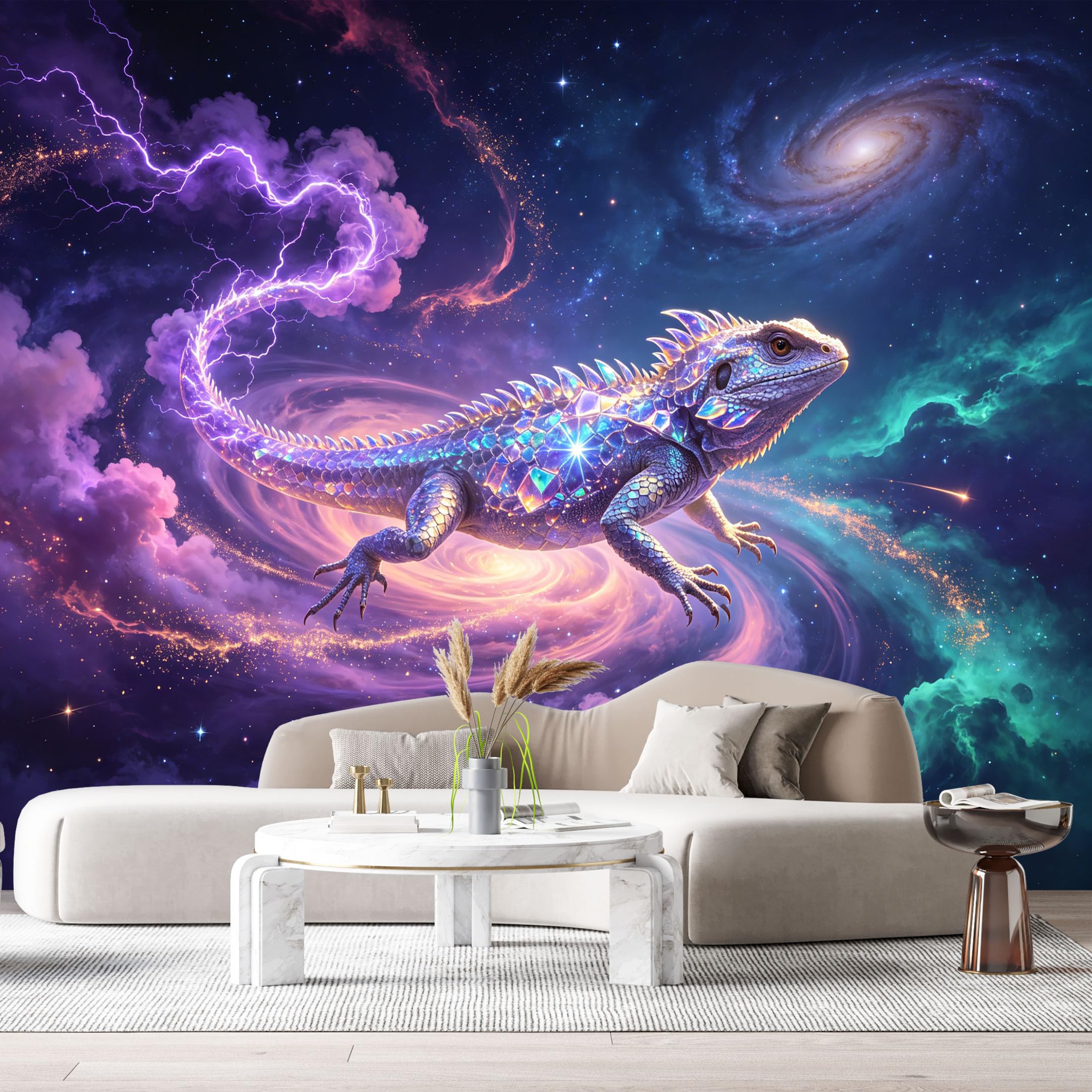 Custom Size Wall Murals Cosmic Lizard Galaxy Nebula 3D Trompe L'Oeil Abstract SelfAdhesive Wall Fabric Removable Large Wallpaper for Photo Living Room