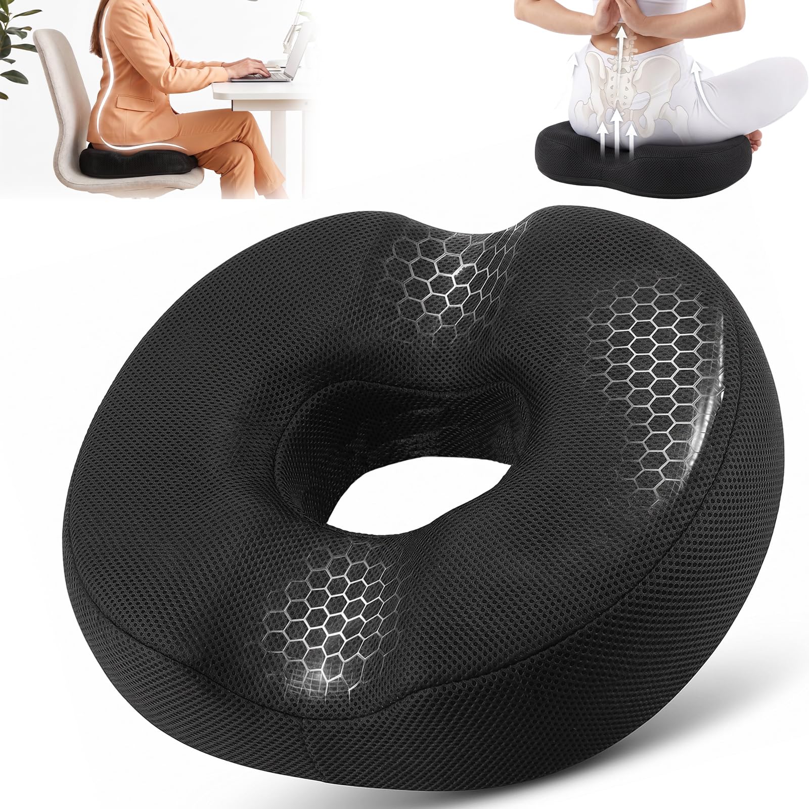 ertlutw Memory Foam Donut Pillow,for Tailbone Pain,Sciatica,Post-Surgery