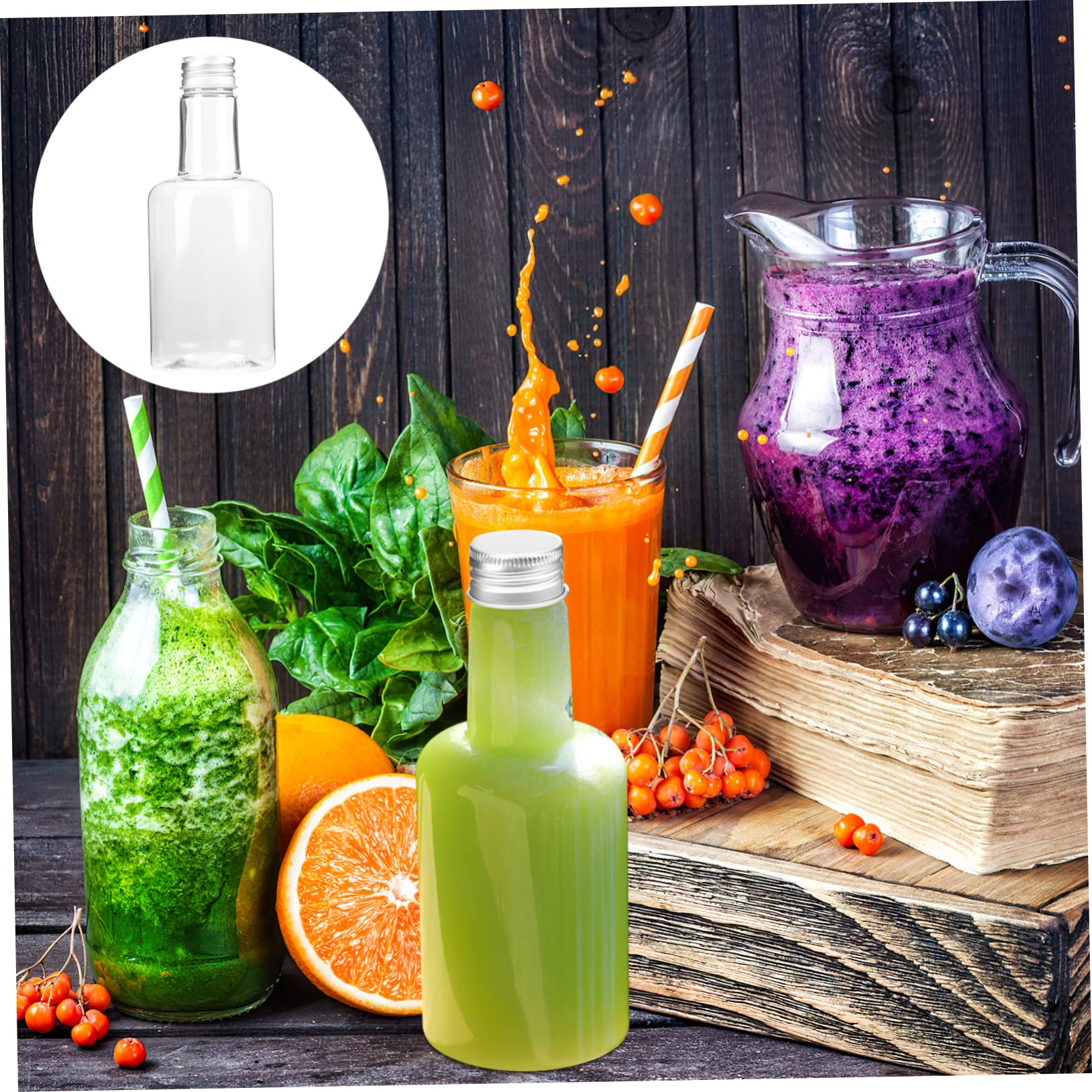 GOOHOCHY 12 Pcs 250ml Juice Bottles Leakproof Small Beverage Bottles Lids Portable Juice Containers for Cold Drinks Milk Tea