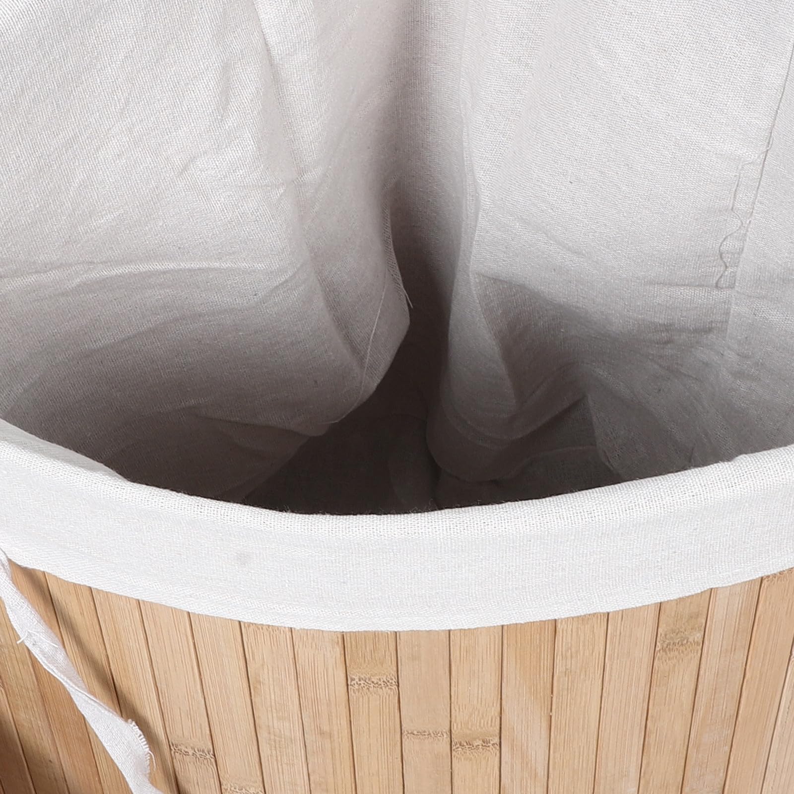 Cesto Biancheria Triangolare in Bambù con Coperchio e Manico | Fodera Rimovibile, Angolo Bagno e Camera, Superficie Liscia e Pulibile, Colore Beige