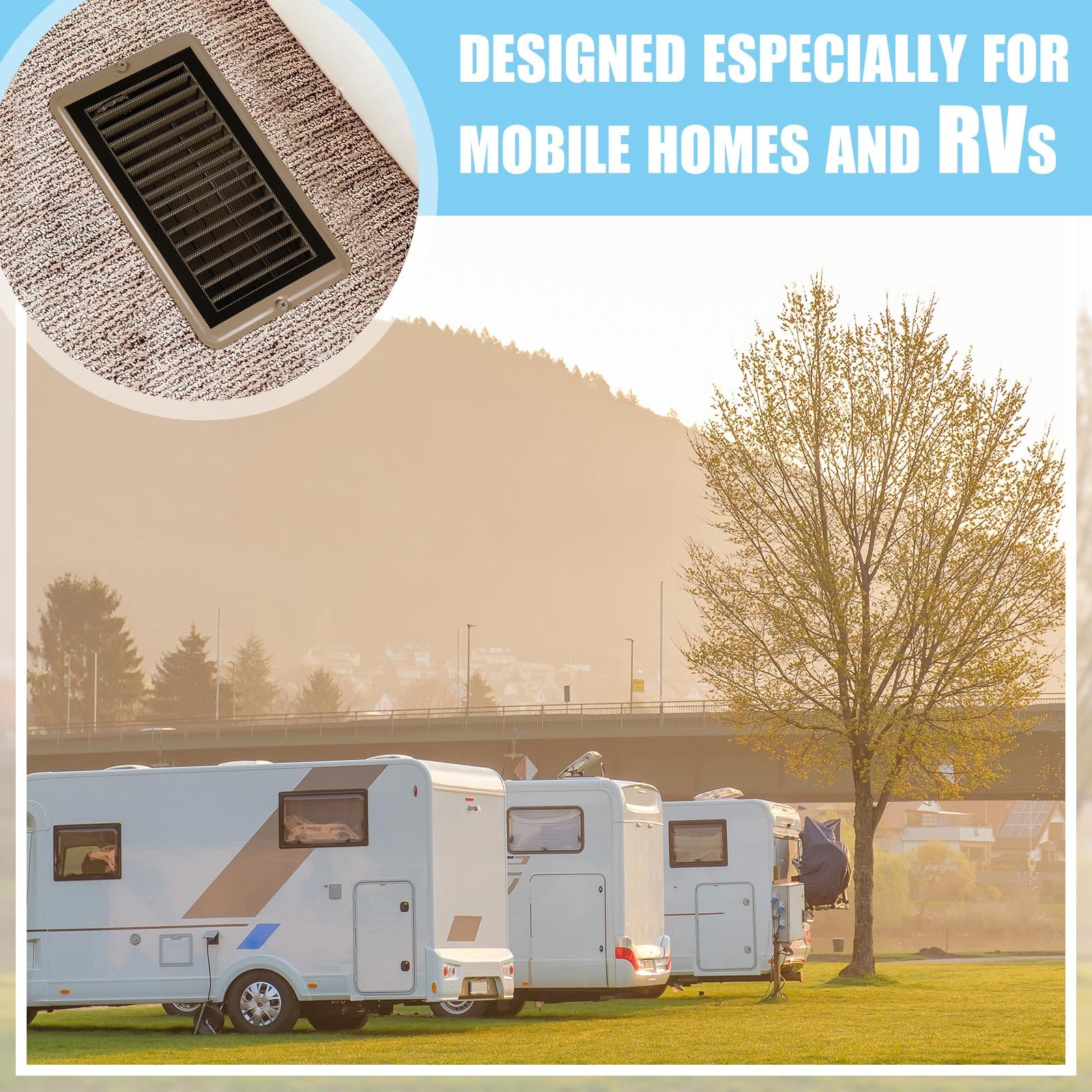 VIHOSE Wohnmobil-Bodenlüftungsgitter – 10,2 X 20,3 Cm, Mit Magnetischer Abdeckung – Aus Stahl & PVC, Set Mit 10 Abdeckungen + 10 Filtern
