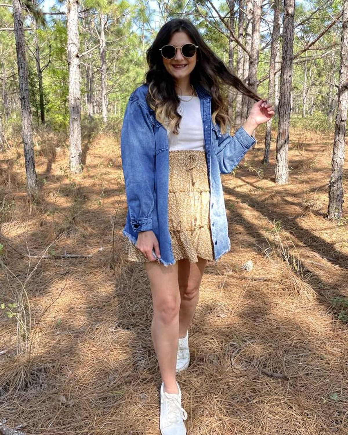 Vetinee Women’s Oversized Button Up Frayed Hem Shacket Long Sleeve Pockets Denim Jean Jacket - Image 5