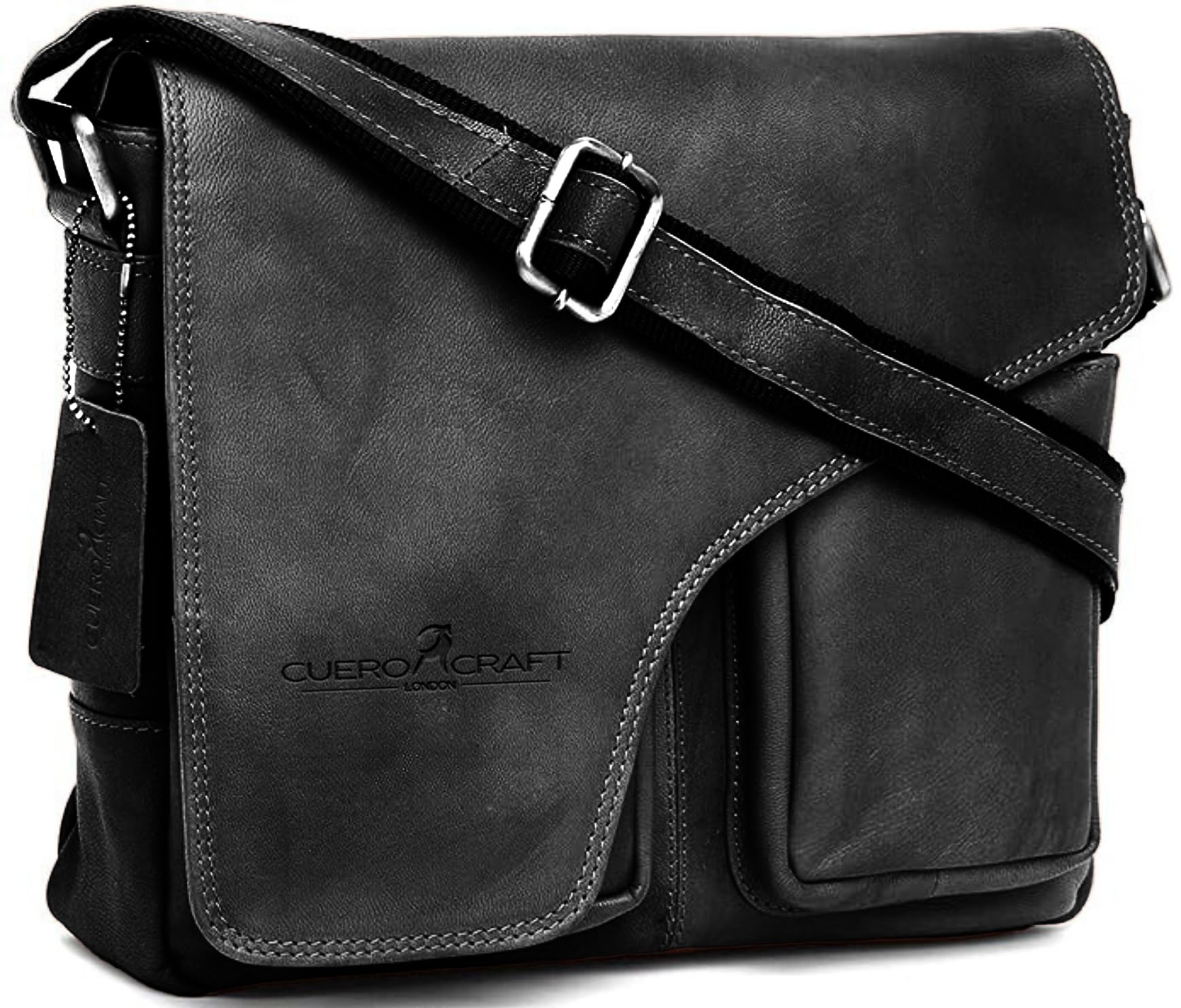 Cuero Craft London Faux Leather Sling Messenger Bag for Men Cross Body Travel Office Business One Side Shoulder Bag Multipurpose Handcrafted | DIMENSION: L-11in, H-9.5in & W- 3in