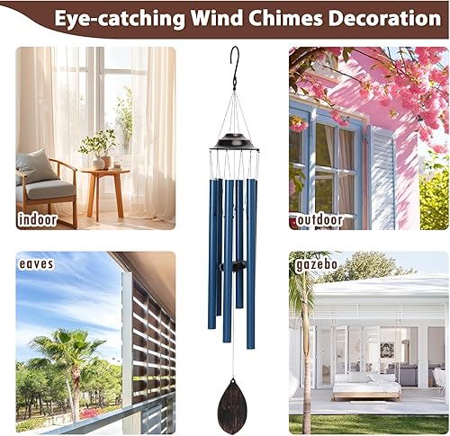 Miniatura 6 de MUMTOP Campanillas de viento para exteriores, campanillas de viento conmemorativas de tono profundo para exteriores, campanillas de viento de 38.5