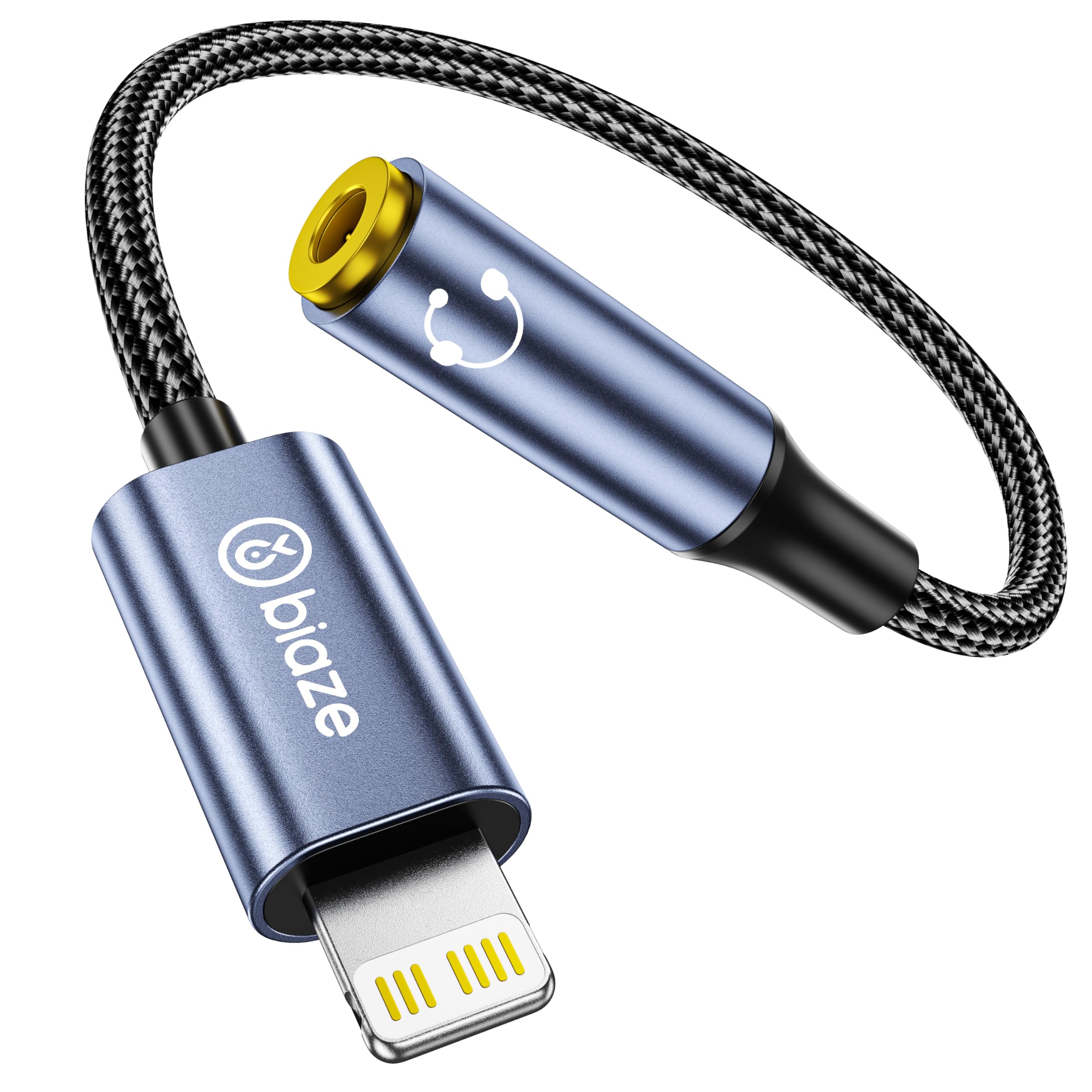 biaze iPhone Headphone Adapter, Lightning to 3.5mm Adapter Auxiliary Adapter, Compatible with iPhone 14/13 /12/11 Full Series/SE/X/XR/XS/8 (Lightning
