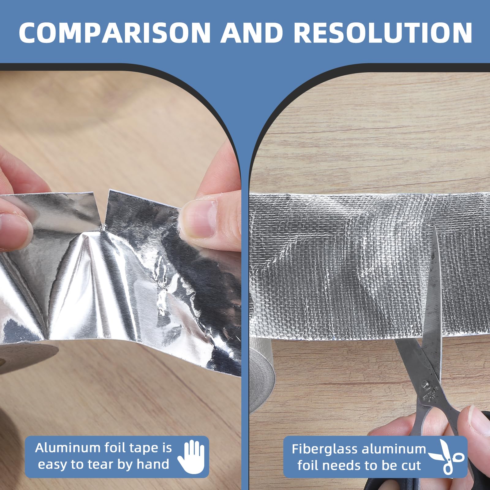 Cinta adhesiva de aluminio reforzada con fibra de vidrio – 50 mm x 20 m – impermeable y resistente al calor, Cinta de aluminio resistente al agua y al calor para sellar, reparar y aislar