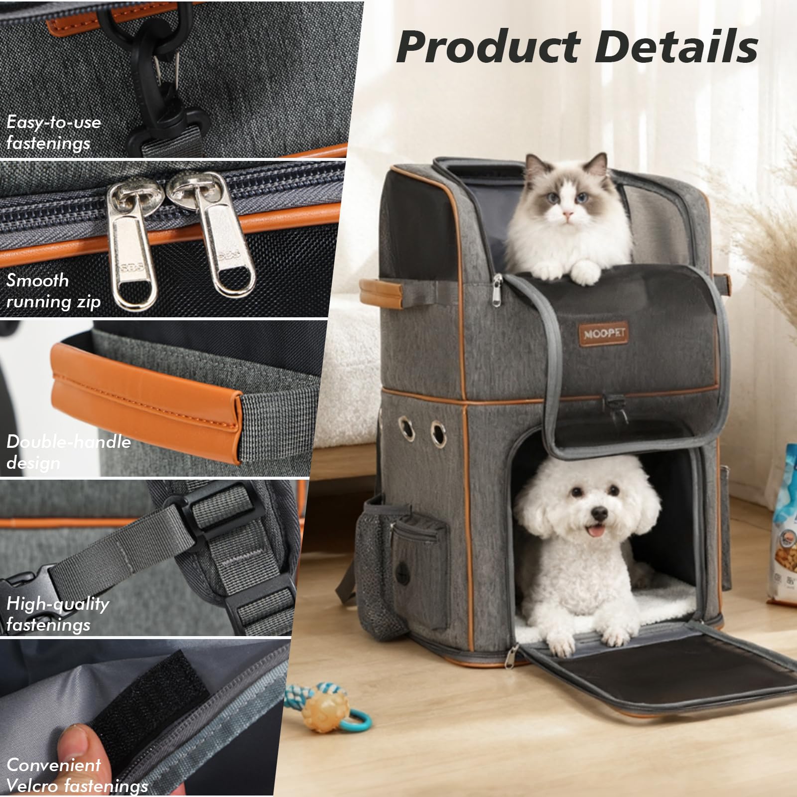 Katzenrucksack Große Katzen, Abnehmbarer Katzenrucksack für Katzen bis 10kg
