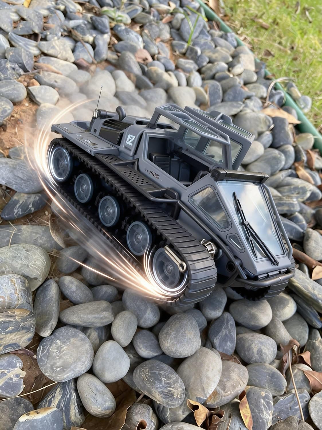 SOWOFA Remote Control High Speed Tracked Vehicle Truck C8812 High Speed Drift Remote Control Full Scale Tank Tracked Model Armored Vehicle for Adult 14+ RC Off Road (Grey)