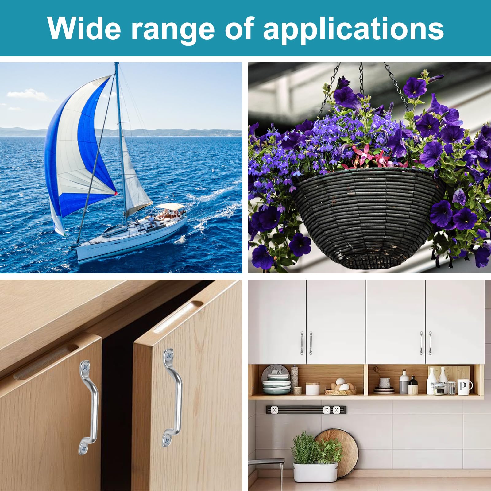 60 Cinghie Con Occhiello In Acciaio Inox M5 - Ganci A U Universali Per Kayak, Fissaggi A Soffitto E Sartiame Per Barche - Include Viti