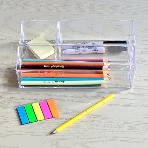 Miniatura 3 de Youngever Paquete de 8 organizadores de cajones de plástico transparente para tocador y escritorio, apilables, organizadores de maquillaje, bandeja