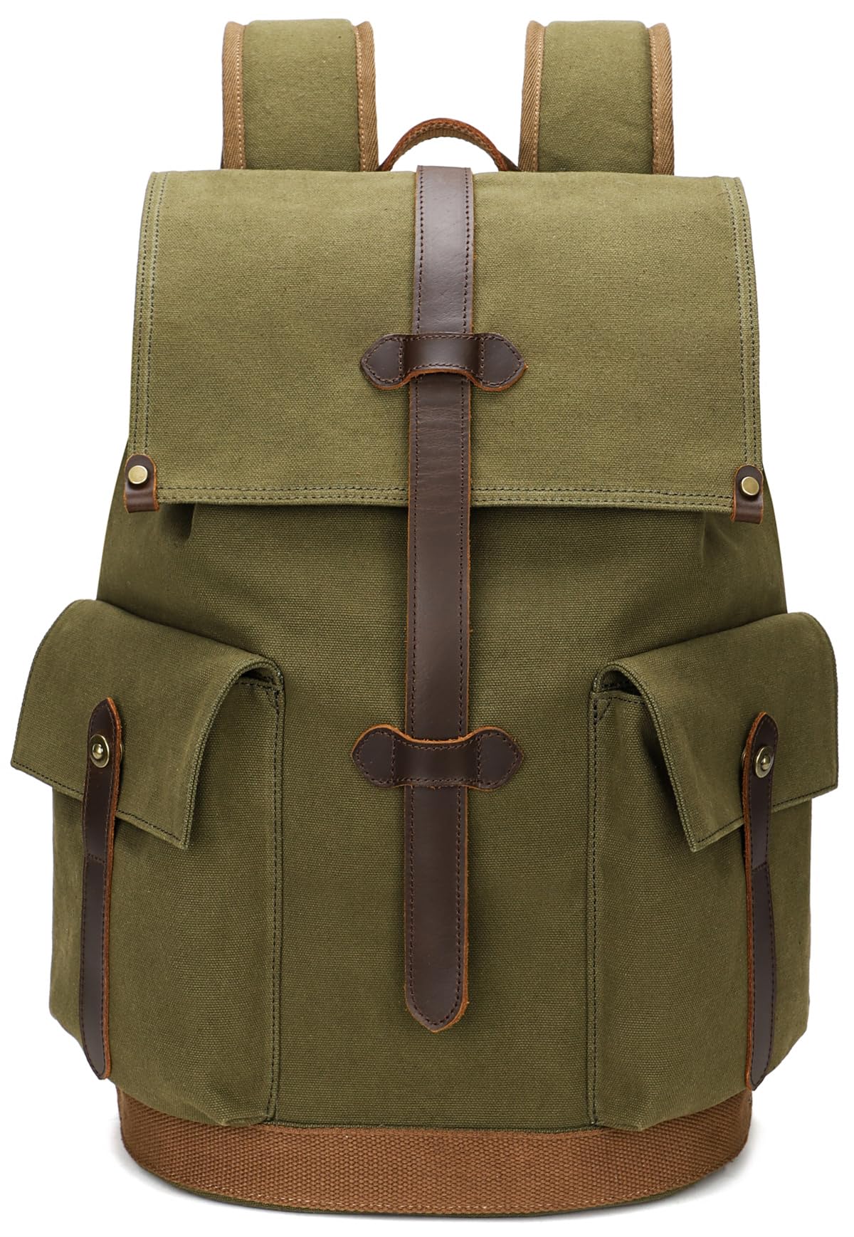 LUCOJETCanvas Backpack for Women Travel Backpack for Men Vintage Bookbag Style for Casual Daypack Backpacks（Green）