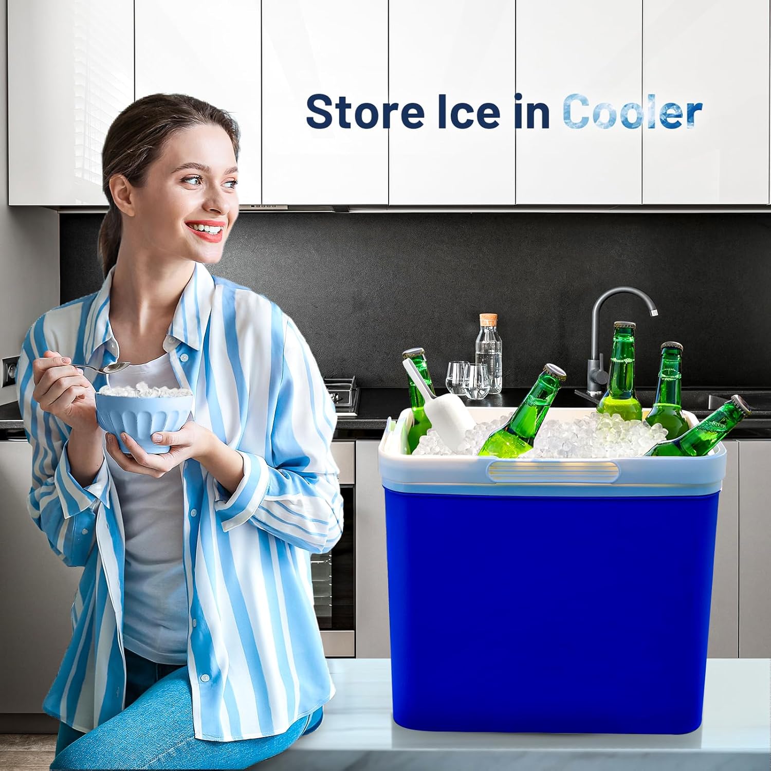 Nugget Ice Maker Countertop, 40lbs/24H, Pebble Ice Maker with Soft Chewable Ice, Self Cleaning Sonic Ice Machine, Stainless Steel w/Touch Screen for Home Office Bar Party- Silver