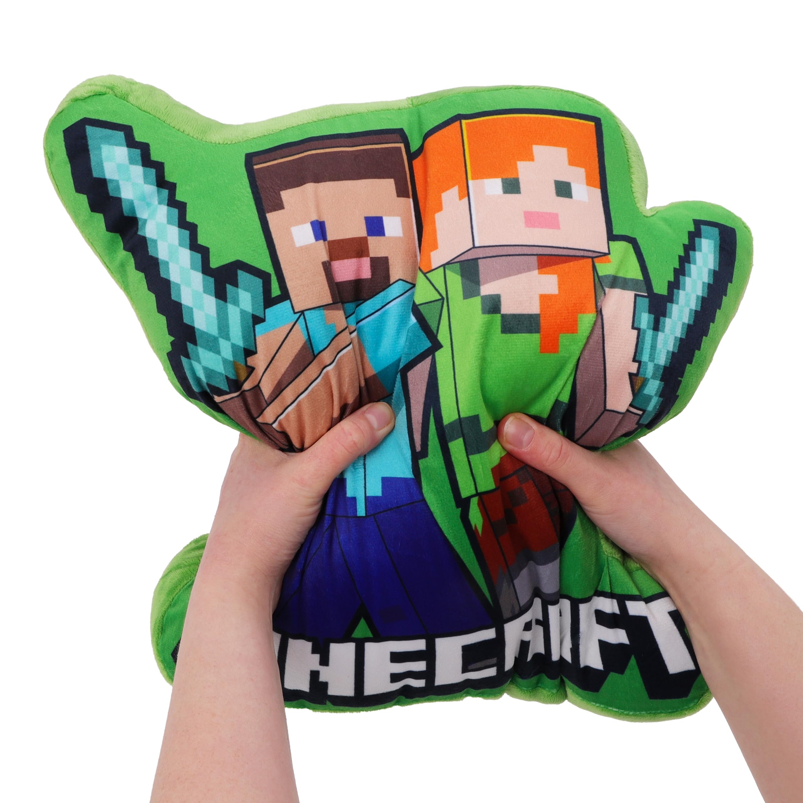 Toyland® 34 cm (13”) Minecraft Verde Cuscino in peluche - Super morbido, decorativo, carino, cuscino da coccolare per bambini - Accessorio per camera da letto, divano e ufficio
