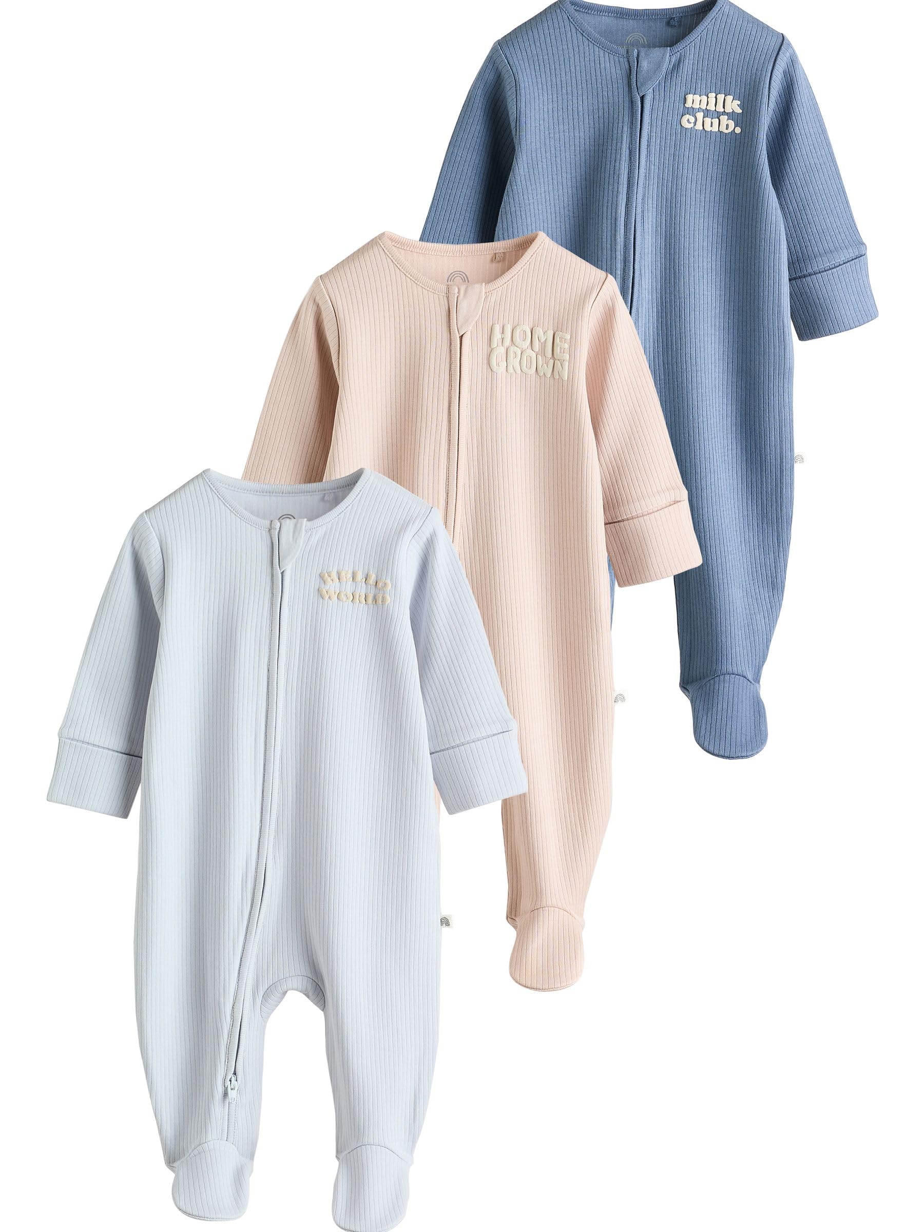 NEXT Bebés niño Pack de 3 Pijamas de Animales con Eslogan