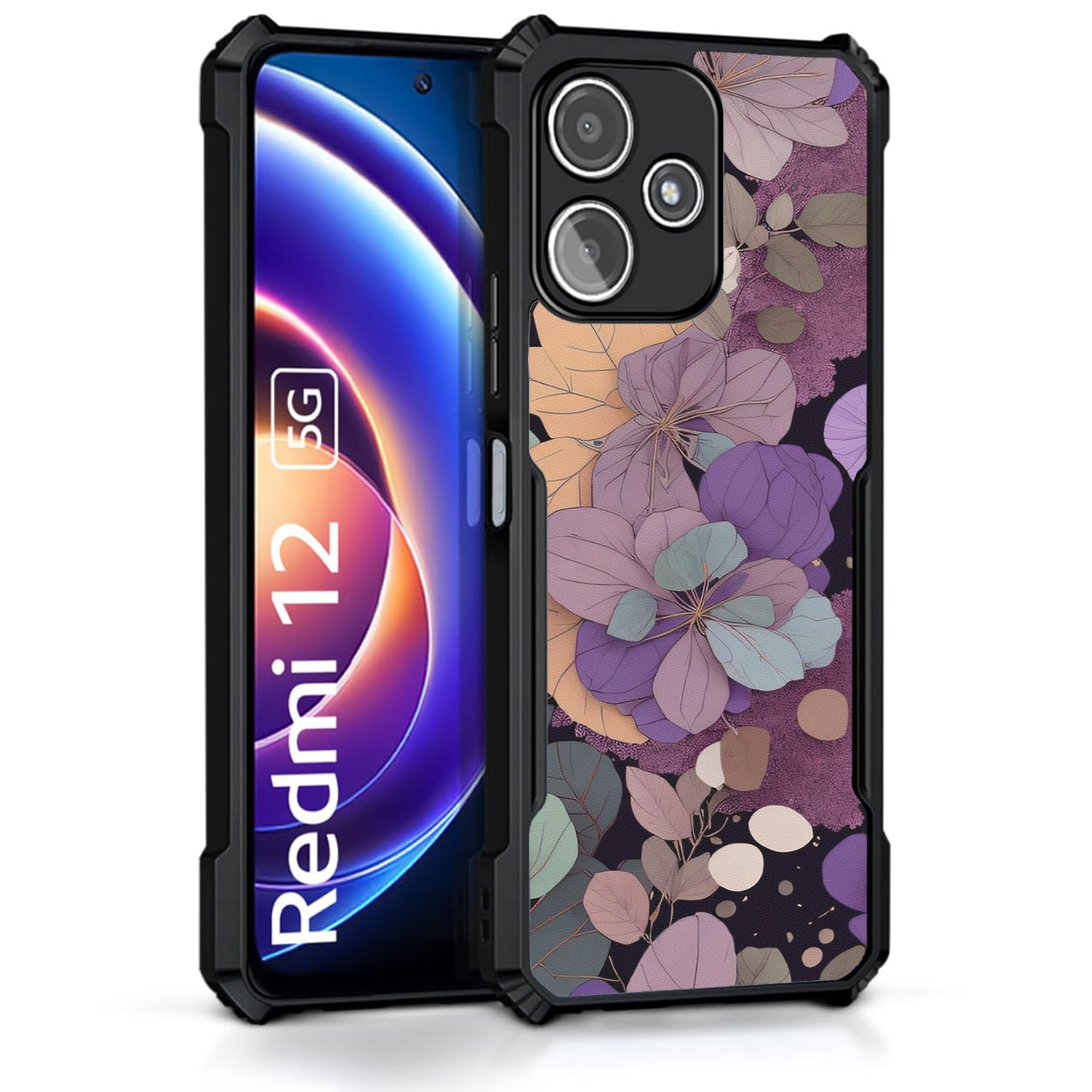 COBERTA Slim Shockproof 360 Degree Protection Design Back Cover Case for Redmi 12 5G | (Colorful Leaves Black Floral) (B0CN5DVWV1) Amazon Price History, Amazon Price Tracker