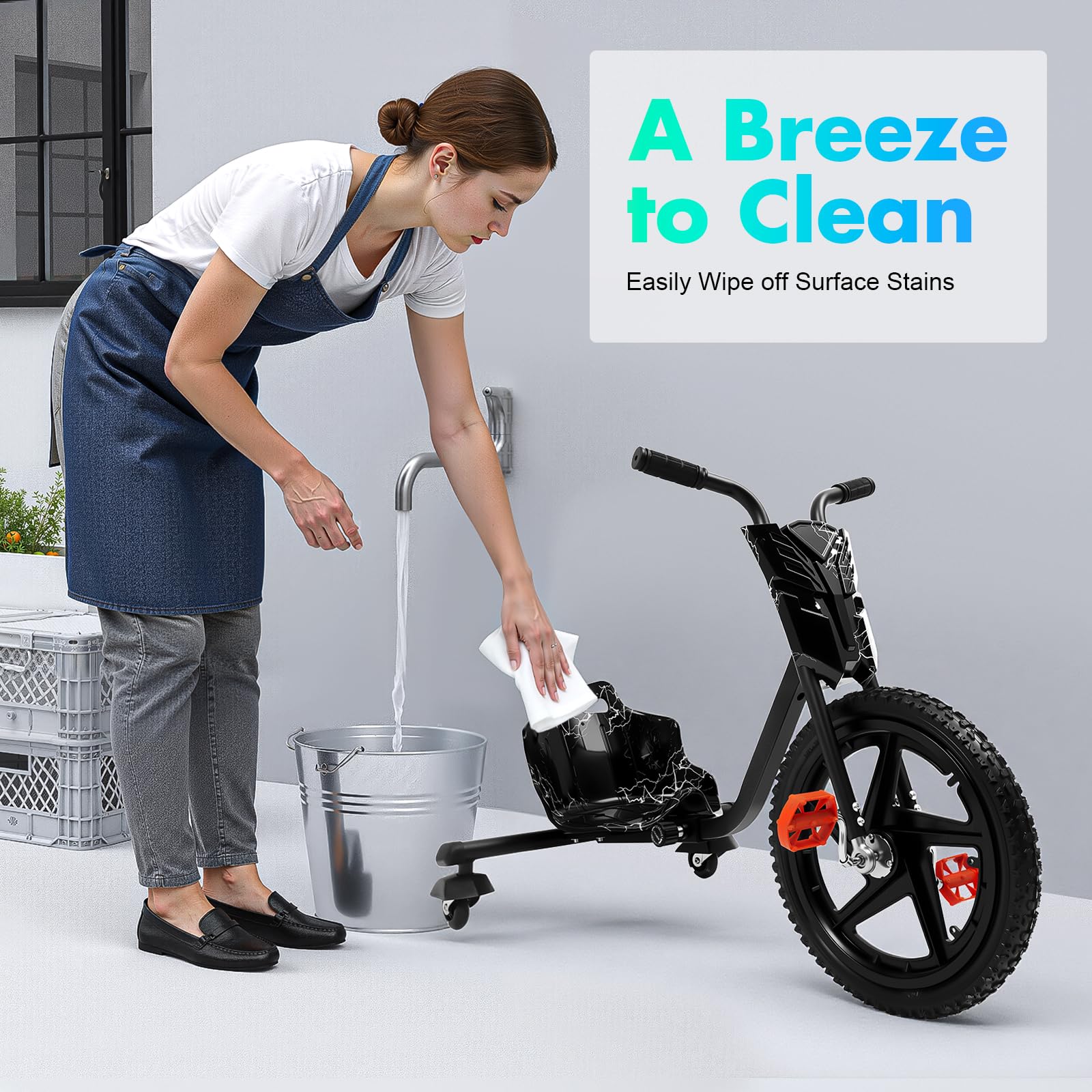 Drift Scooter 90 x 68 x 60 cm, 4 biegi Drift Trike, nośność 80 kg, regulowana konstrukcja, wózek z siedziskiem skorupy i antypoślizgowymi pedałami, dla 6 lat i starszych