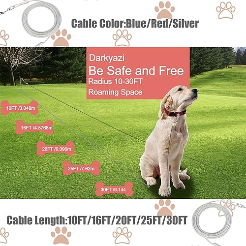 Miniatura 4 de Darkyazi Cable de amarre para perros y estaca reflectante de 16 pies para exteriores, patio y campamento, para perros medianos a grandes de hasta