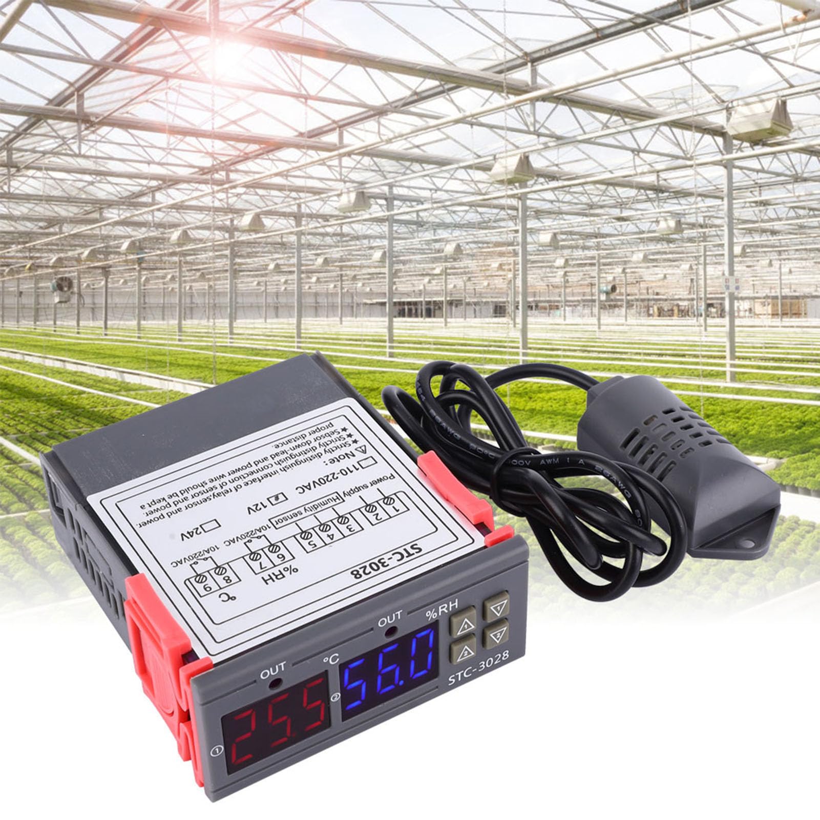 Yctze Termostato Digitale con Doppio Display, Controller di Temperatura, | Materiale ignifugo ABS, controllo tramite microcomputer, intervallo da -20°C a 80°C, adatto per l\'acquacoltura