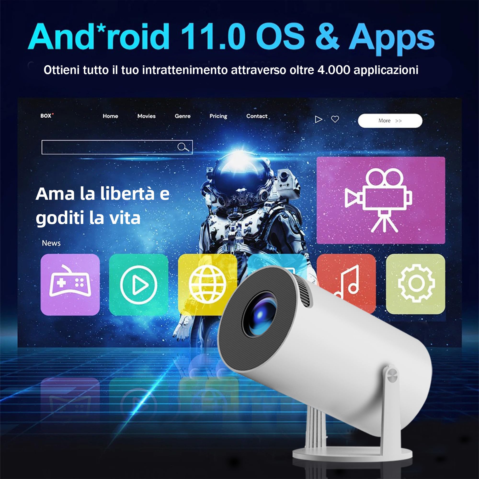 Mini projecteur Portable avec 2 manettes de Jeu, X30 Console de Jeux vidéo d'extérieur 130 Pouces avec Jeux Classiques 20000+, projecteur de cinéma à écran 4K avec WiFi, Bluetooth et Manette de Jeu