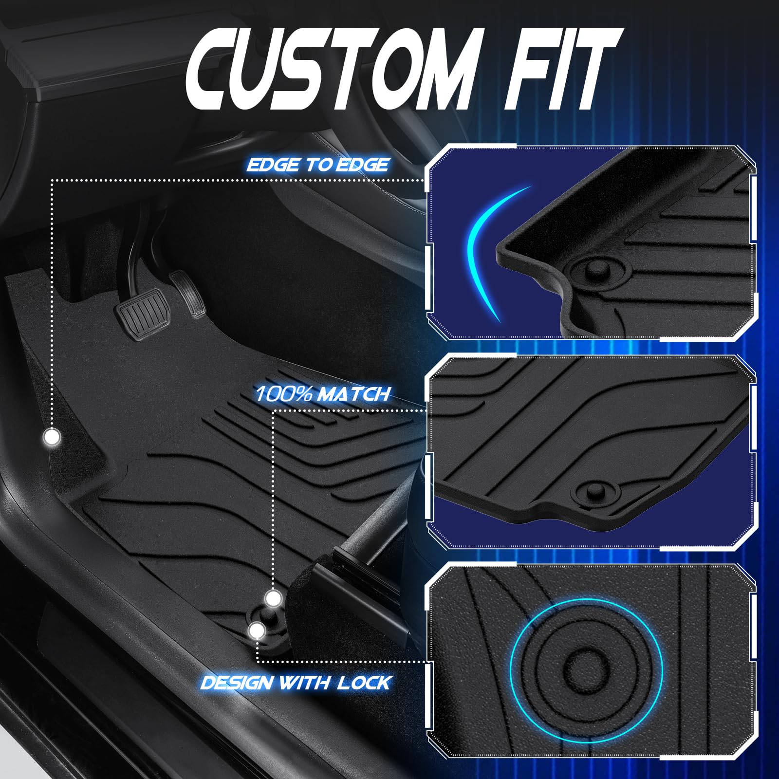 TadaMark Floor Mats Cargo Liner Fit for Chevrolet for Equinox Fit for GMC for Terrain 2018-2024 Black Deep — view 3