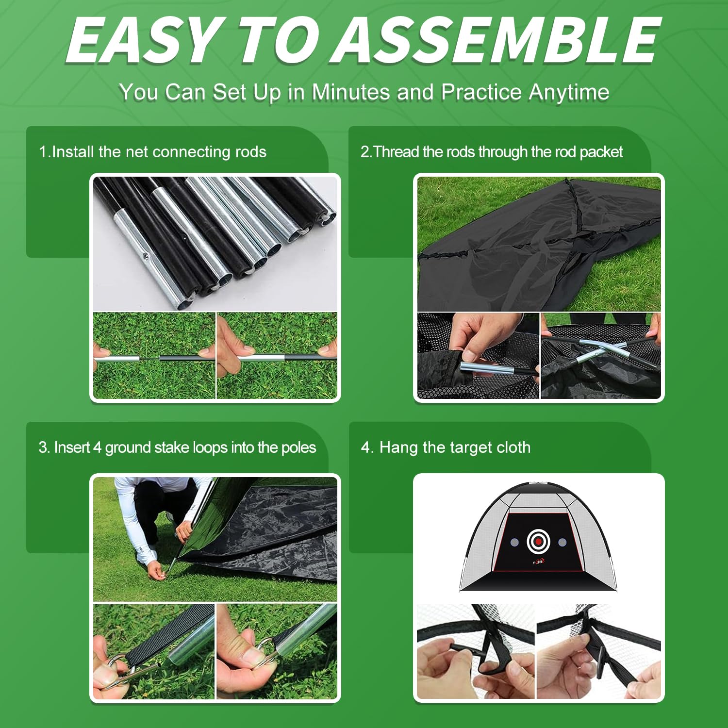 Golf Practice Net with Tri-Turf Mat - All in 1 Home Golf Hitting Aid Nets for Backyard Driving Chipping Swing Training (10x7FT, Tent Style)